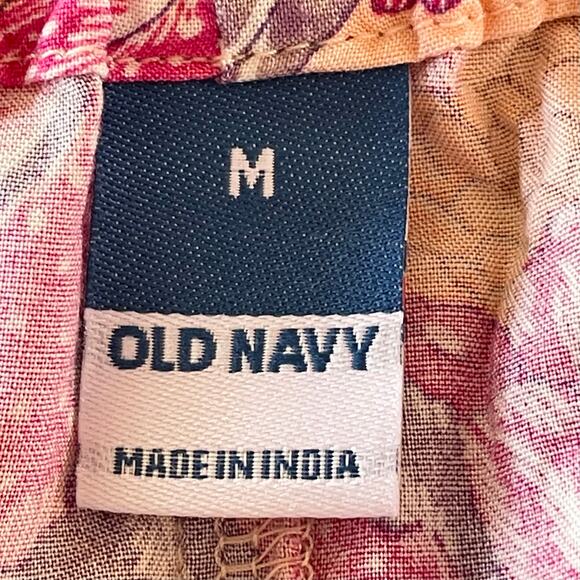 Old Navy Pink & Orange Floral Print Midi Length Sundress Sz MED Tropical Resort - Picture 10 of 10